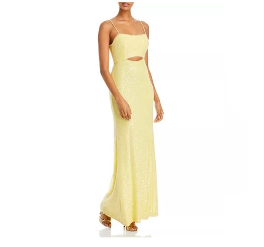 Aqua Yellow Sequin Gown Sz 8
